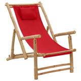 NNEVL Deck Chair Bamboo and Canvas Red