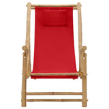 NNEVL Deck Chair Bamboo and Canvas Red