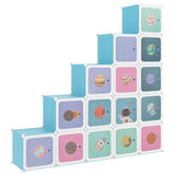 NNEVL Cube Storage Cabinet for Kids with 15 Cubes Blue PP