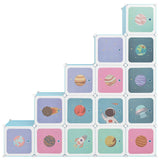 NNEVL Cube Storage Cabinet for Kids with 15 Cubes Blue PP