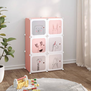 NNEVL Cube Storage Cabinet for Kids with 6 Cubes Pink PP