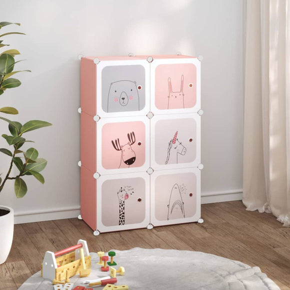 NNEVL Cube Storage Cabinet for Kids with 6 Cubes Pink PP