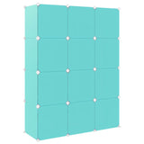 NNEVL Cube Storage Cabinet for Kids with 12 Cubes Green PP