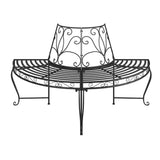 NNEVL Half Round Tree Bench 2 pcs Ø160 cm Black Steel