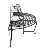NNEVL Half Round Tree Bench 2 pcs Ø160 cm Black Steel