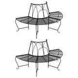 NNEVL Half Round Tree Bench 2 pcs Ø159 cm Black Steel