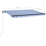 NNEVL Automatic Awning with LED&Wind Sensor 300x250 cm Blue and White