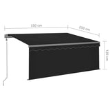 NNEVL Automatic Retractable Awning with Blind 3.5x2.5m Anthracite