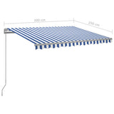 NNEVL Automatic Retractable Awning with Posts 3x2.5 m Blue&White
