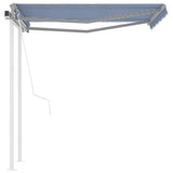 NNEVL Automatic Retractable Awning with Posts 3x2.5 m Blue&White