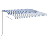 NNEVL Automatic Retractable Awning with Posts 3x2.5 m Blue&White