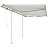 NNEVL Automatic Retractable Awning with Posts 3x2.5 m Cream
