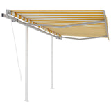 NNEVL Automatic Retractable Awning with Posts 3x2.5 m Yellow&White