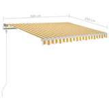 NNEVL Automatic Retractable Awning with Posts 3x2.5 m Yellow&White