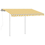 NNEVL Automatic Retractable Awning with Posts 3x2.5 m Yellow&White