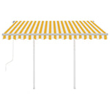 NNEVL Automatic Retractable Awning with Posts 3x2.5 m Yellow&White