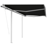 NNEVL Automatic Retractable Awning with Posts 3x2.5 m Anthracite