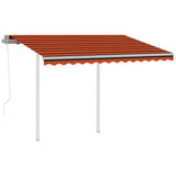 NNEVL Automatic Retractable Awning with Posts 3x2.5 m Orange&Brown