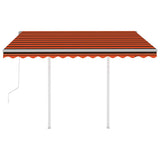 NNEVL Automatic Retractable Awning with Posts 3x2.5 m Orange&Brown