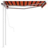 NNEVL Automatic Retractable Awning with Posts 3x2.5 m Orange&Brown