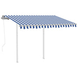 NNEVL Automatic Retractable Awning with Posts 3.5x2.5 m Blue&White