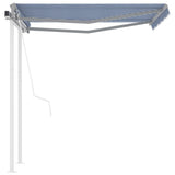NNEVL Automatic Retractable Awning with Posts 3.5x2.5 m Blue&White