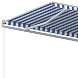 NNEVL Automatic Retractable Awning with Posts 3.5x2.5 m Blue&White