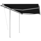 NNEVL Automatic Retractable Awning with Posts 3.5x2.5 m Anthracite