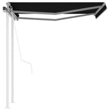 NNEVL Automatic Retractable Awning with Posts 3.5x2.5 m Anthracite