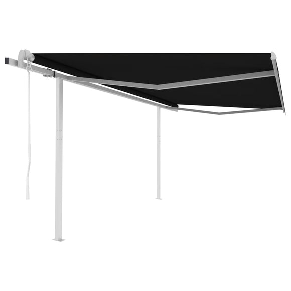 NNEVL Automatic Retractable Awning with Posts 4x3 m Anthracite