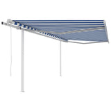NNEVL Automatic Retractable Awning with Posts 4x3 m Blue&White