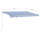 NNEVL Automatic Retractable Awning with Posts 4x3 m Blue&White