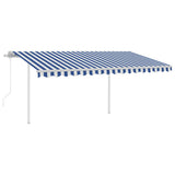 NNEVL Automatic Retractable Awning with Posts 4x3 m Blue&White