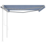 NNEVL Automatic Retractable Awning with Posts 4x3 m Blue&White
