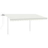 NNEVL Automatic Retractable Awning with Posts 4x3 m Cream