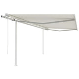 NNEVL Automatic Retractable Awning with Posts 4x3 m Cream