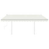 NNEVL Automatic Retractable Awning with Posts 4x3 m Cream