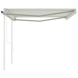 NNEVL Automatic Retractable Awning with Posts 4x3 m Cream