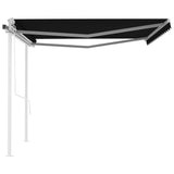 NNEVL Automatic Retractable Awning with Posts 4.5x3 m Anthracite