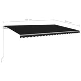 NNEVL Automatic Retractable Awning with Posts 5x3 m Anthracite