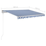 NNEVL Automatic Retractable Awning with Posts 3x2.5 m Blue and White