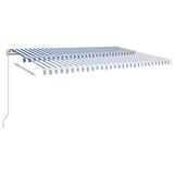 NNEVL Automatic Retractable Awning with Posts 3x2.5 m Blue and White