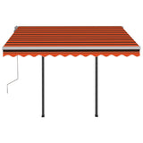 NNEVL Automatic Retractable Awning with Posts 3x2.5 m Orange & Brown