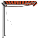 NNEVL Automatic Retractable Awning with Posts 3x2.5 m Orange & Brown