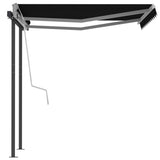 NNEVL Automatic Retractable Awning with Posts 3.5x2.5 m Anthracite