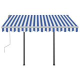 NNEVL Automatic Retractable Awning with Posts 3.5x2.5 m Blue & White