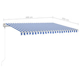 NNEVL Automatic Retractable Awning with Posts 4x3 m Blue and White