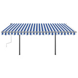 NNEVL Automatic Retractable Awning with Posts 4x3 m Blue and White