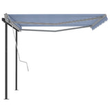 NNEVL Automatic Retractable Awning with Posts 4x3 m Blue and White