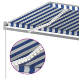 NNEVL Automatic Awning with LED&Wind Sensor 400x350 cm Blue and White
